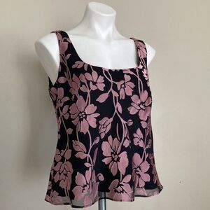 Vintage Floral Whimsygoth Ethereal Sheer Going Out Top Alex Evenings Large